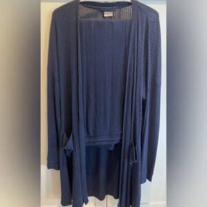 Soma Navy Ribbed Knit Cardigan/Pant Set